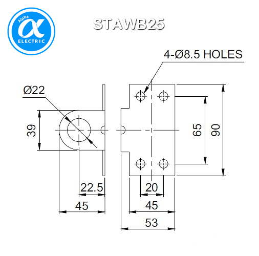 [큐라이트] STAWB25 / 액세서리 / Steel재질 타워램프 수직 취부대